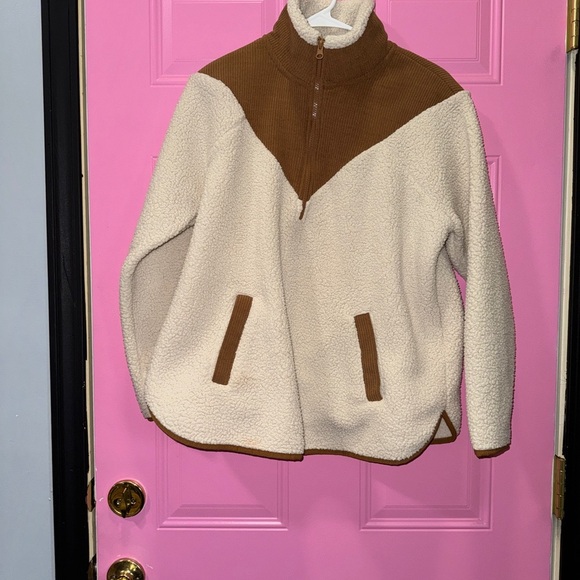 Time and Tru Cream and Brown  Corduroy/Sherpa Jacket - Picture 1 of 5